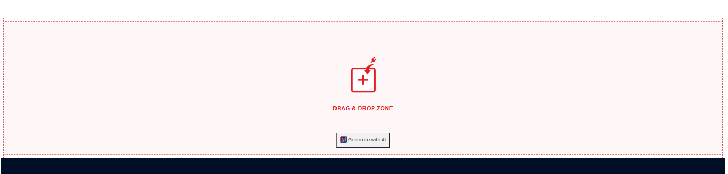 An empty drag-and-drop zone with the injected Generate with AI button