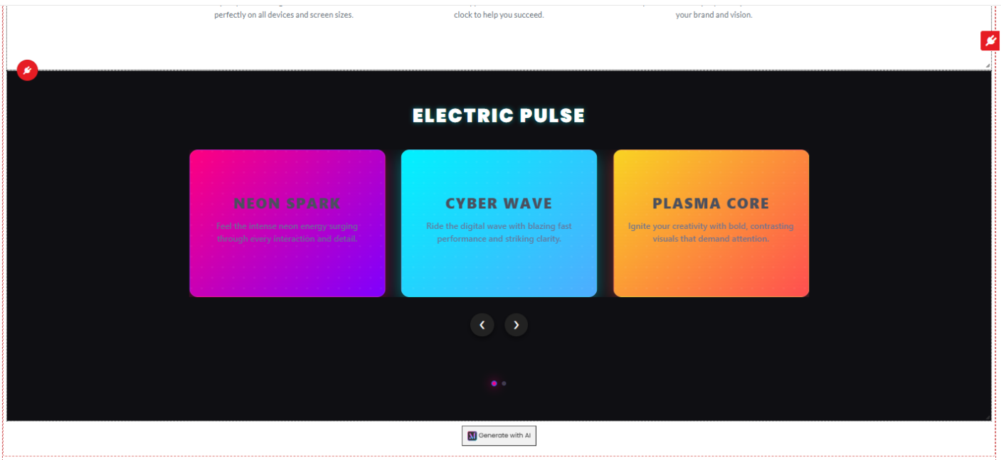 A full styled block generated straight into the page zone