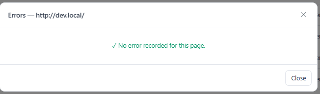 Per-page error report modal in its clean state
