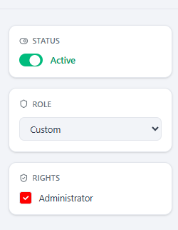 User form with the Role selector